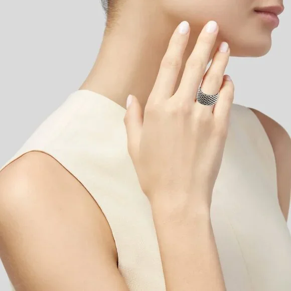 Tiffany & Co Somerset Mesh Ring Sterling Silver 925 – Size 6 Authentic - Picture 2 of 9